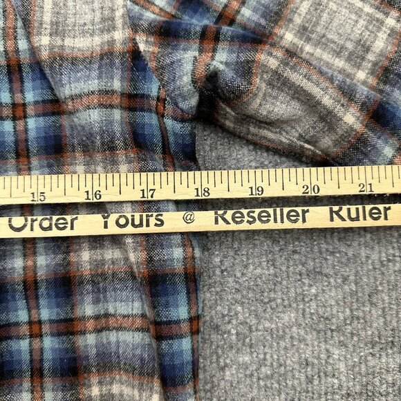 Pendleton Board Shirt Fitted Plaid Flannel Mens Small Gray Blue Virgin Wool - Picture 9 of 10